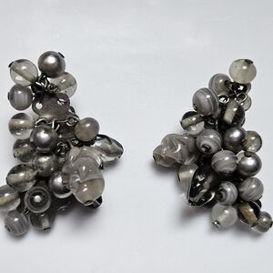 Wire Bead Cluster Clip On Earrings